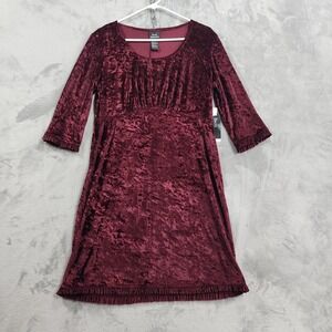 NEW Vintage Brett Alixander Dress Womens 12 Burgundy Velvet Empire Waist Midi
